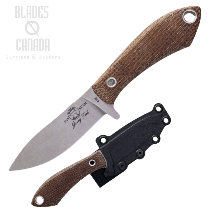 White River Sendero Pack Fixed Blade Knife, CPM S35VN, Micarta Burlap, WRJF-PAC-BBL